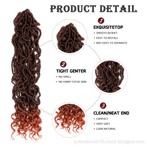 24 inch Nu Locs Crochet Braid Goddess Curly Wavy Braid Braid Synthetic Collection Extended Hair